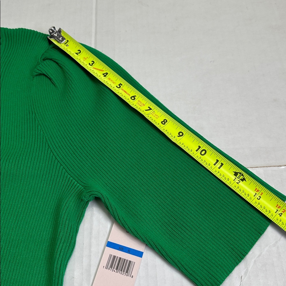 NEW Nanette Lepore Green Ribbed Sweater Rhinestone‎ Collar Top Womens XL - Picture 12 of 12